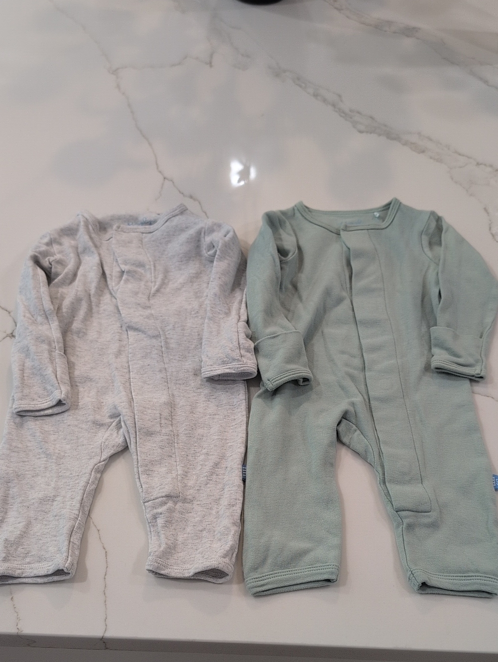 Magnetic Me Long-Sleeve One-Piece Set in Light Gray and Sage Green
